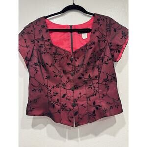 Vintage Chelsea Nites Whimsigoth Top Evening Dark Romantic Floral Glitter Glam